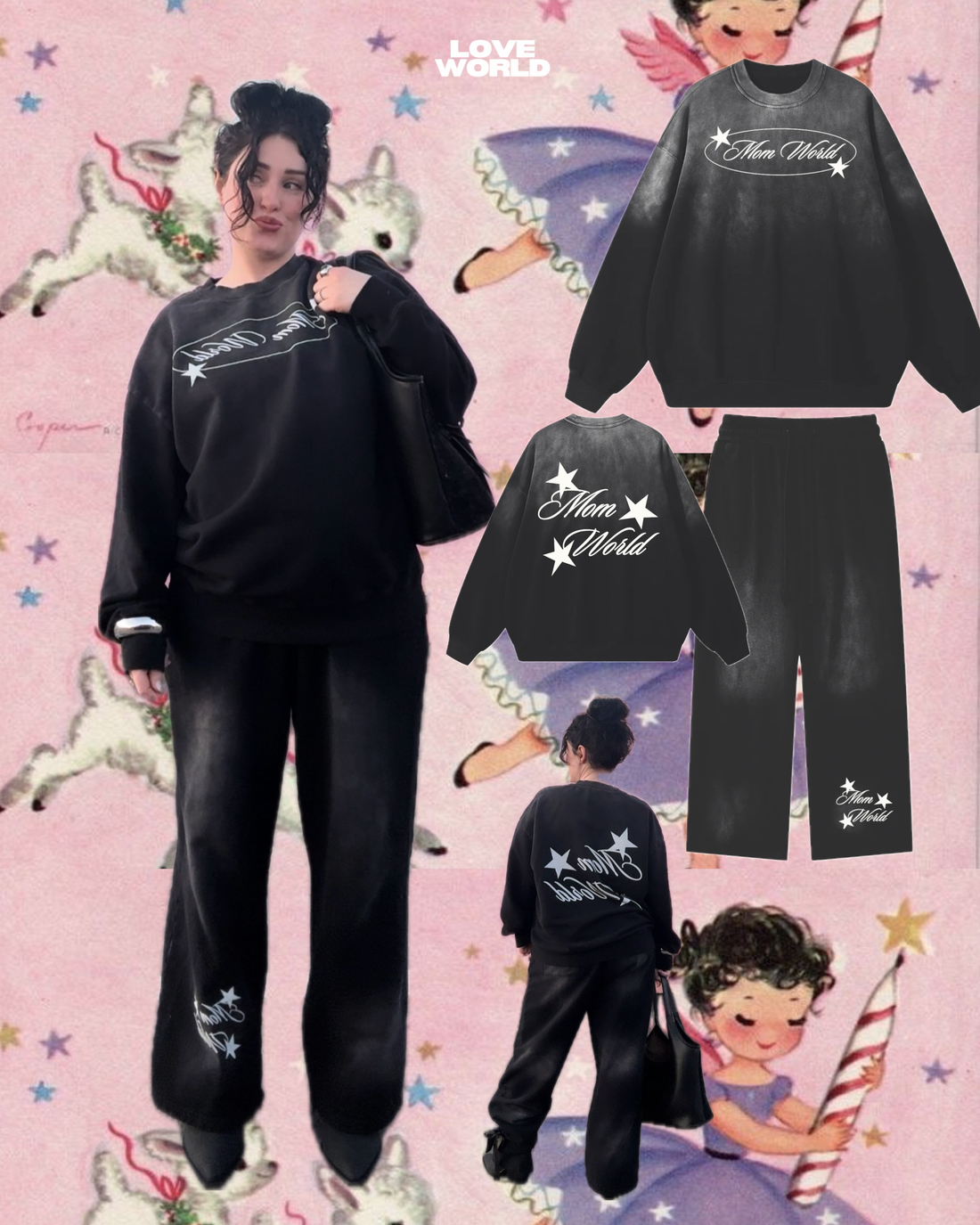 MOM WORLD jogger set, matching set,LOVEWORLDLLC