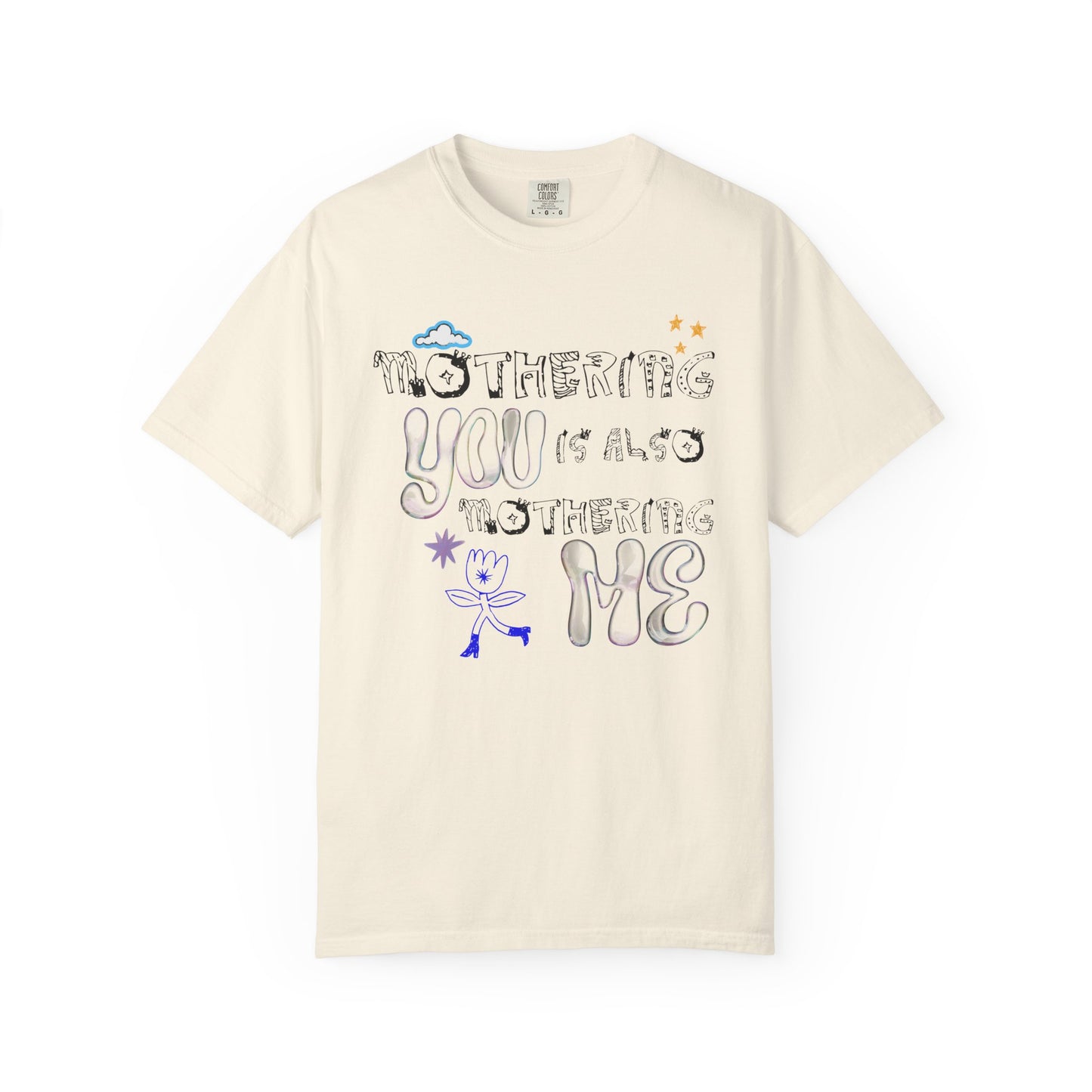 Mothering mantra tee — "Mothering mantra tee | LOVE WORLD mom brand | empowering mantra graphic tee | dopamine dressing | gifts for mom | self-love clothing | loveworldllc.com"