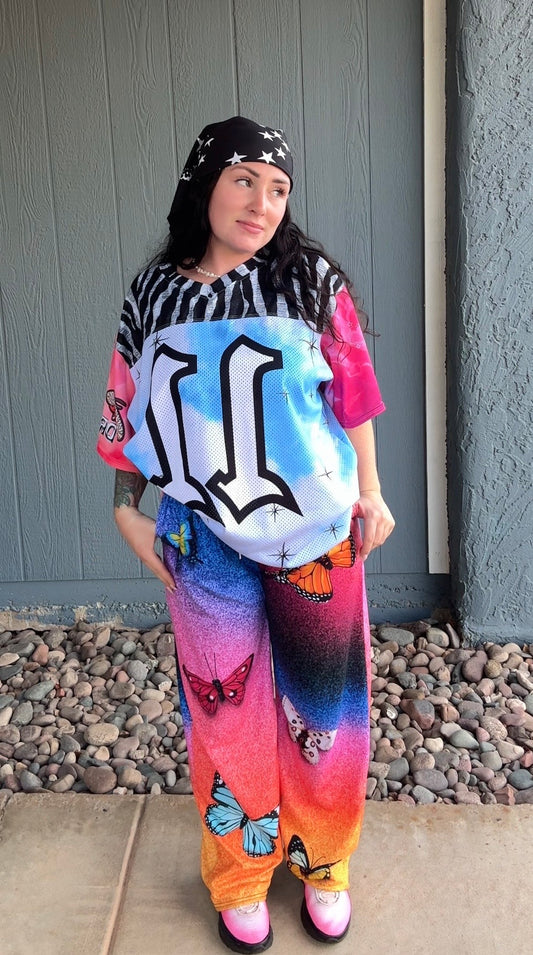 colorful aura gradient pants,butterfly pants, colorful pants, maximalist fashion