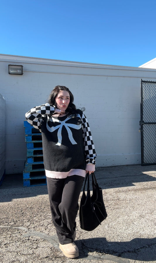 Lil miss bow knit sweater