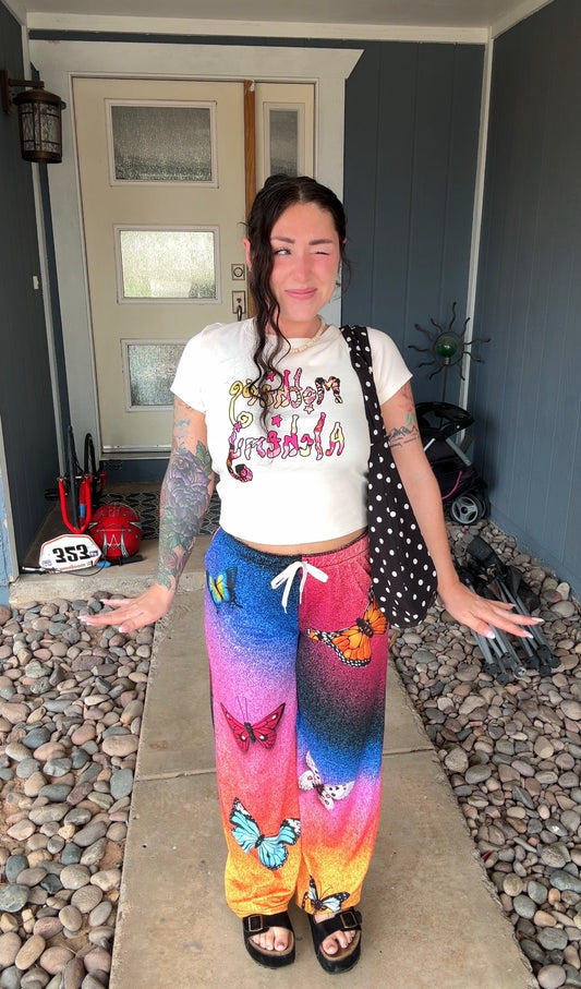butterfly pants, loveworldllc, gradient butterfly pants, colorful pants